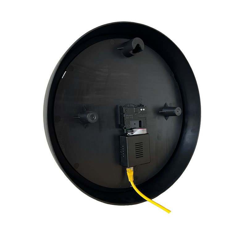 13.7インチ ブラック ラウンド ウォール PoE NTP IP アナログ時計、NTP アナログ壁掛け時計